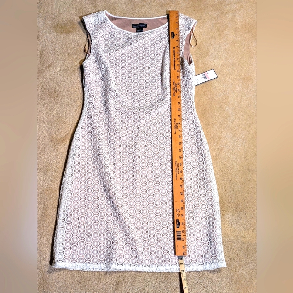 NWT Jessica Howard Cream Lace Shift Sleeveless Midi Dress | Size 10 - Picture 5 of 9